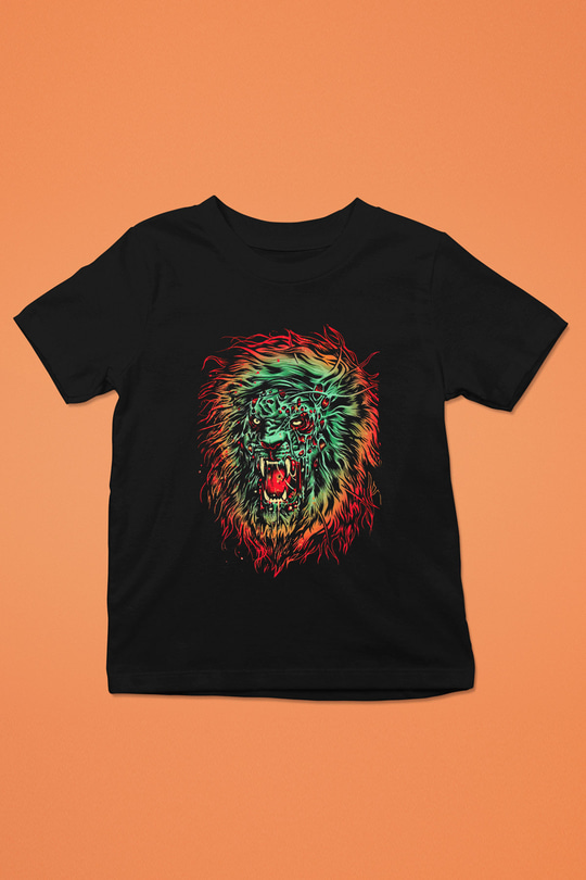 Aslan Siyah Unisex Çocuk Tişört