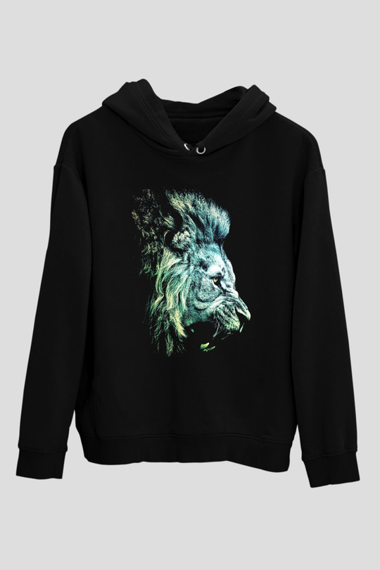 Aslan Siyah Unisex Hoodie
