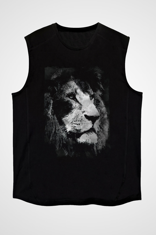 Aslan Siyah Unisex Kolsuz Tişört