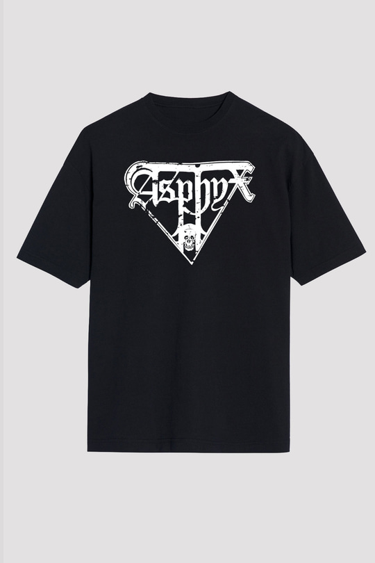 Asphyx Baskılı Unisex Siyah Oversize Tişört - Tshirt
