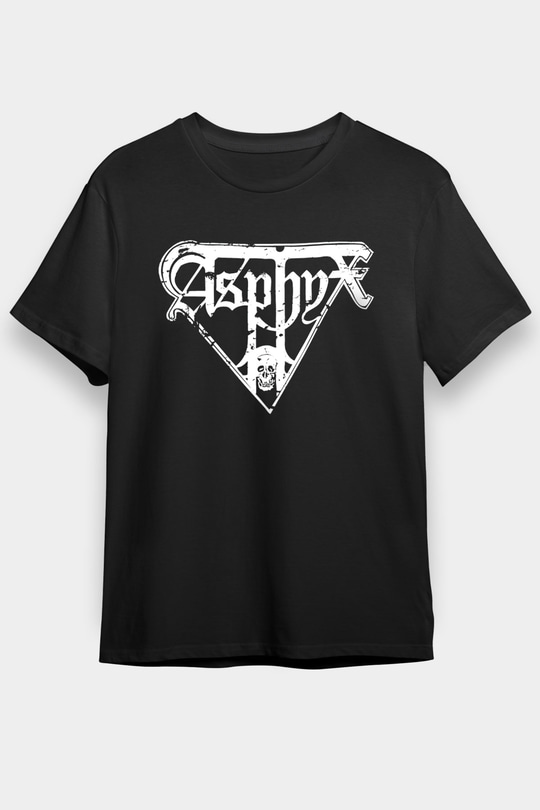 Asphyx Baskılı Unisex Siyah Tişört - Tshirt