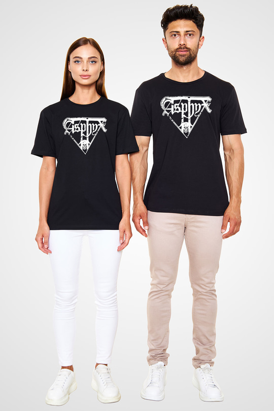 Asphyx Baskılı Unisex Siyah Tişört - Tshirt