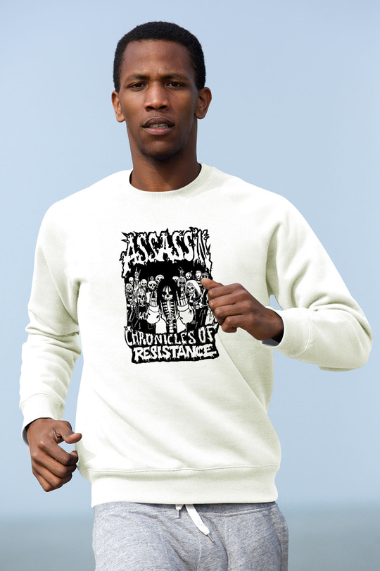 Assassin Baskılı Unisex Beyaz Sweatshirt