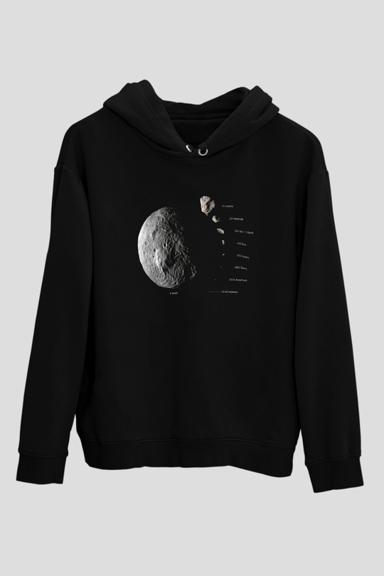 Asteroit Siyah Unisex Hoodie