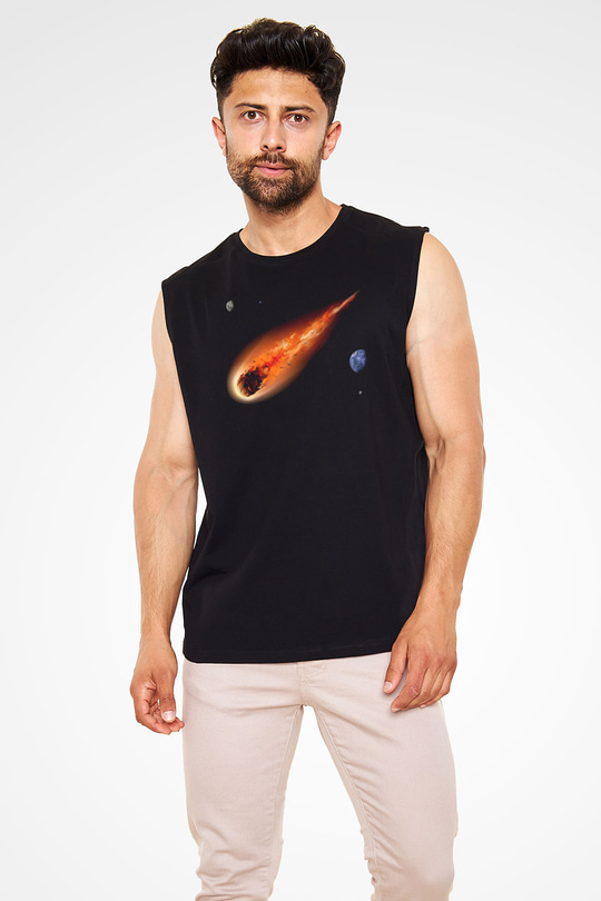Asteroit Siyah Unisex Kolsuz Tişört