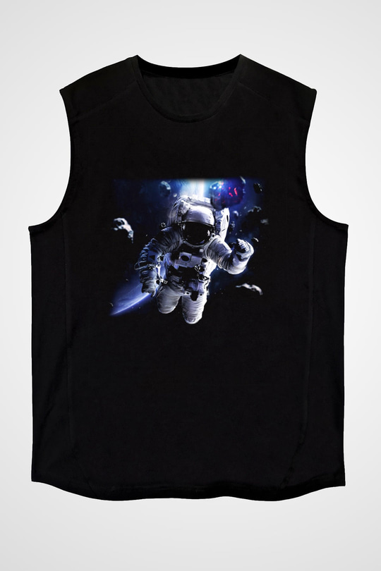 Asteroit Siyah Unisex Kolsuz Tişört