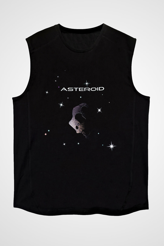 Asteroit Siyah Unisex Kolsuz Tişört