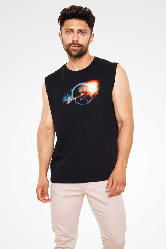 Asteroit Siyah Unisex Kolsuz Tişört