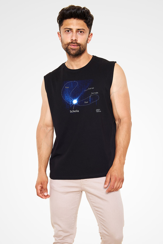 Asteroit Siyah Unisex Kolsuz Tişört