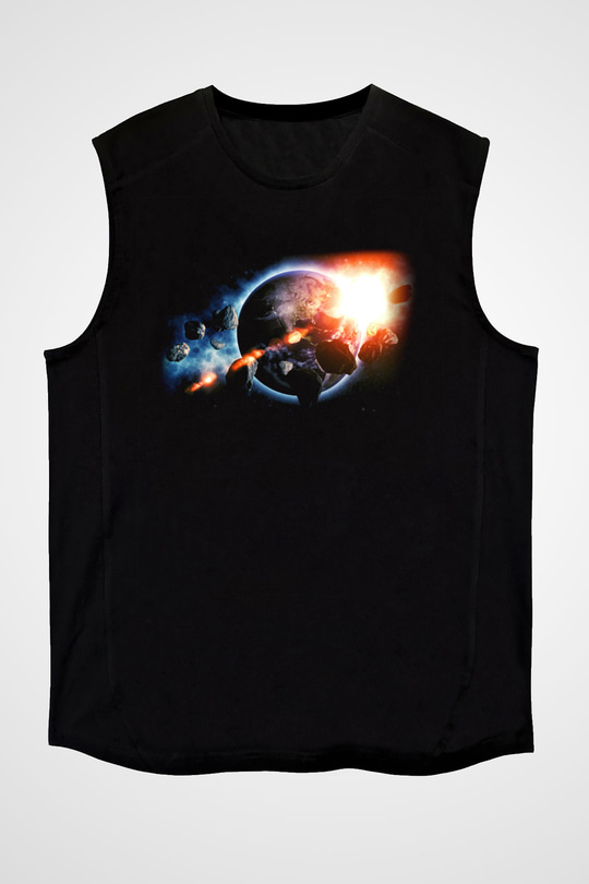 Asteroit Siyah Unisex Kolsuz Tişört