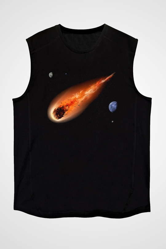 Asteroit Siyah Unisex Kolsuz Tişört