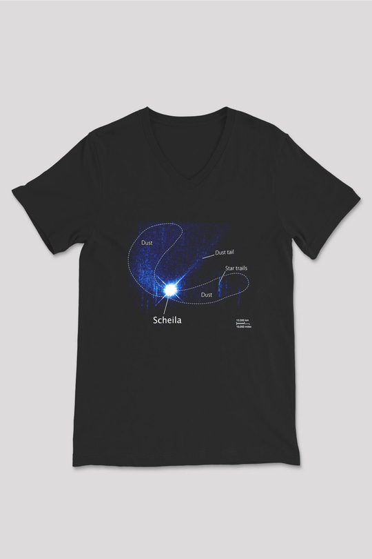 Asteroit Siyah Unisex V Yaka Tişört T-Shirt