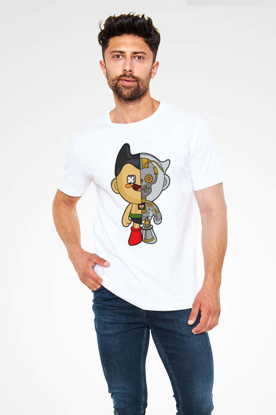 Astroboy Baskılı Unisex Beyaz Tişört
