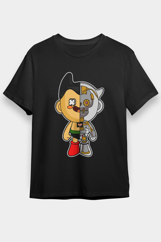 Astroboy Baskılı Unisex Siyah Tişört