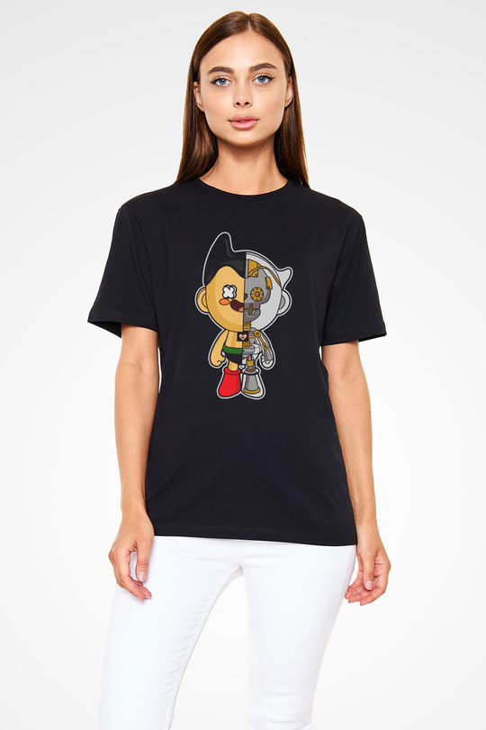 Astroboy Baskılı Unisex Siyah Tişört