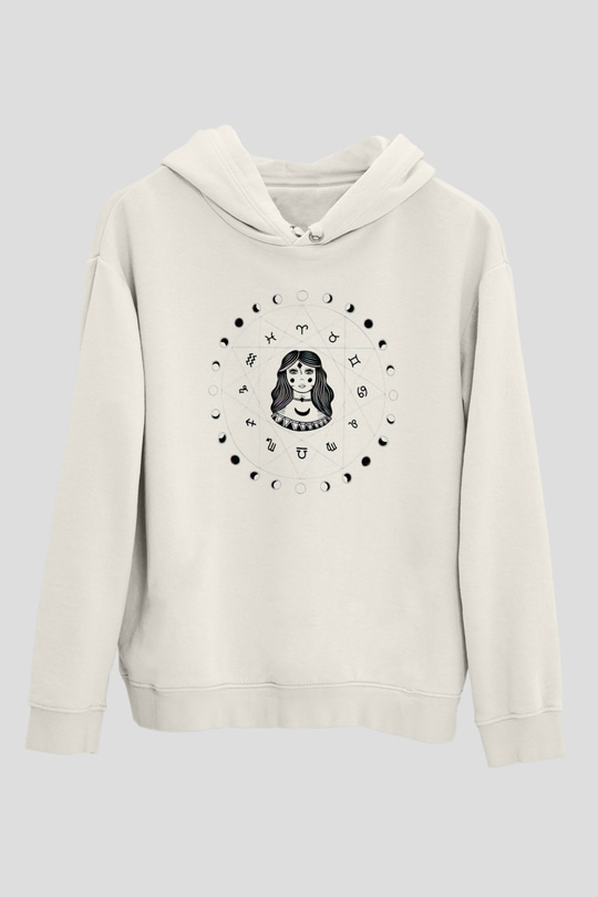 Astrolog Beyaz Unisex Kapüşonlu Sweatshirt