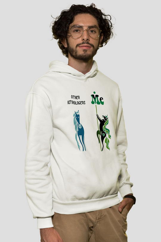 Astrolog Beyaz Unisex Kapüşonlu Sweatshirt