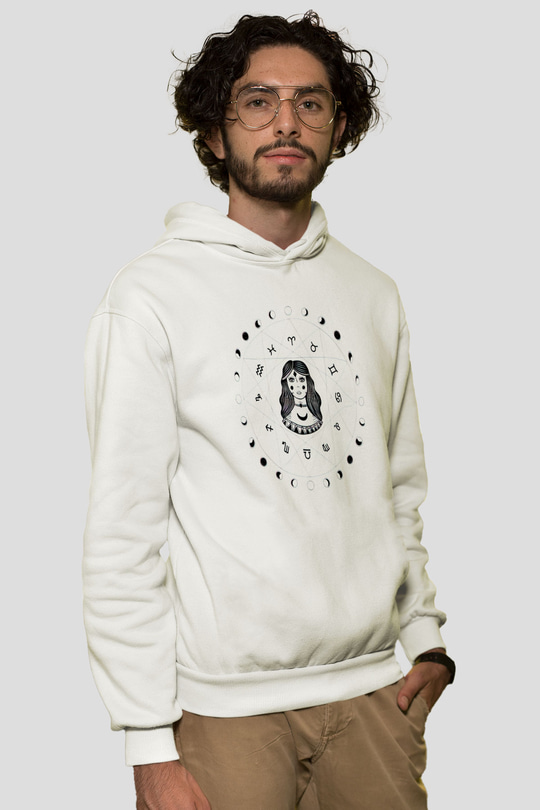 Astrolog Beyaz Unisex Kapüşonlu Sweatshirt