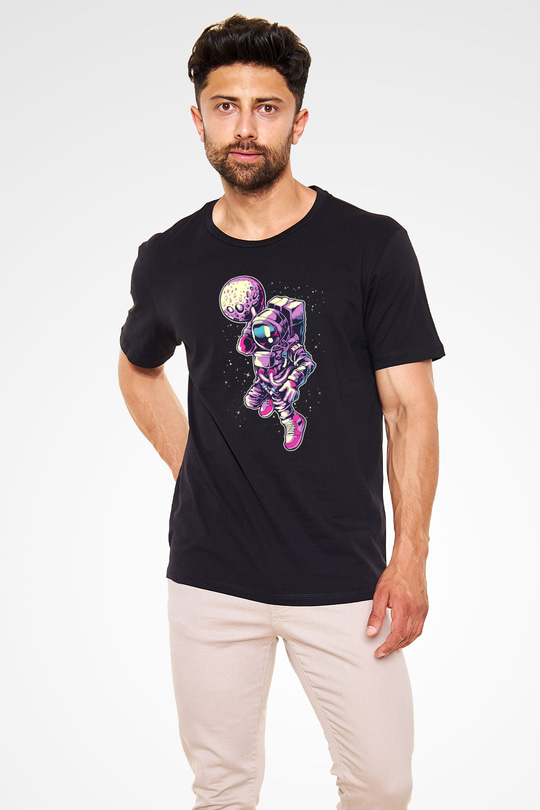 Astronot Siyah Unisex Tişört T-Shirt - TişörtFabrikası