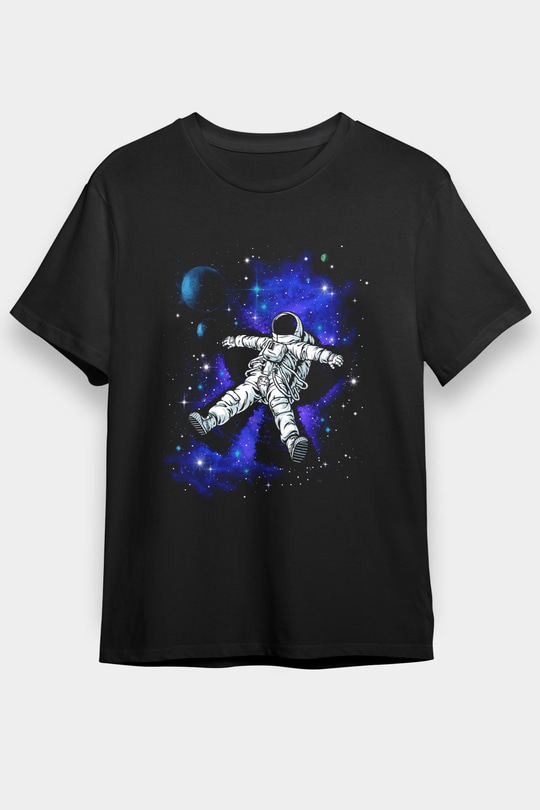 Astronot Siyah Unisex Tişört T-Shirt - TişörtFabrikası