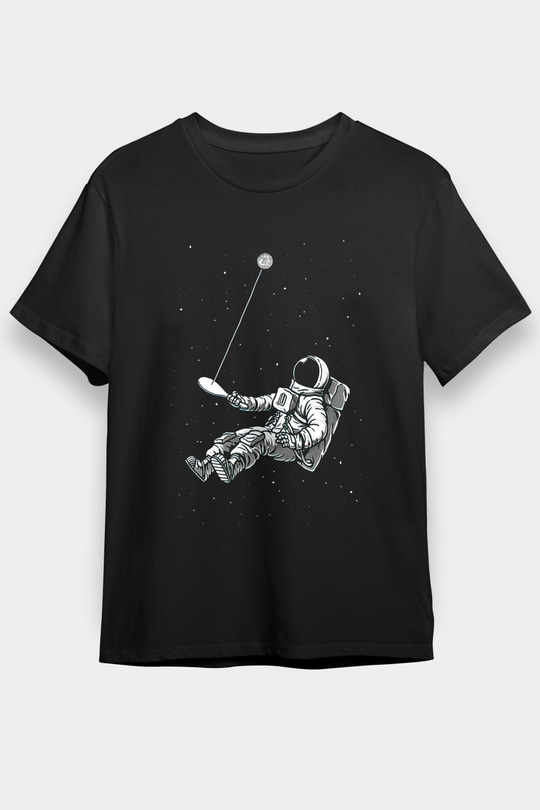 Astronot Siyah Unisex Tişört T-Shirt - TişörtFabrikası