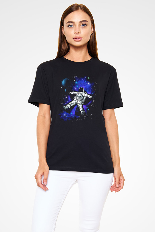 Astronot Siyah Unisex Tişört T-Shirt - TişörtFabrikası