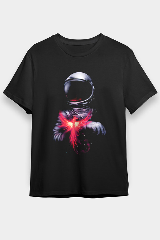 Astronot Siyah Unisex Tişört T-Shirt - TişörtFabrikası