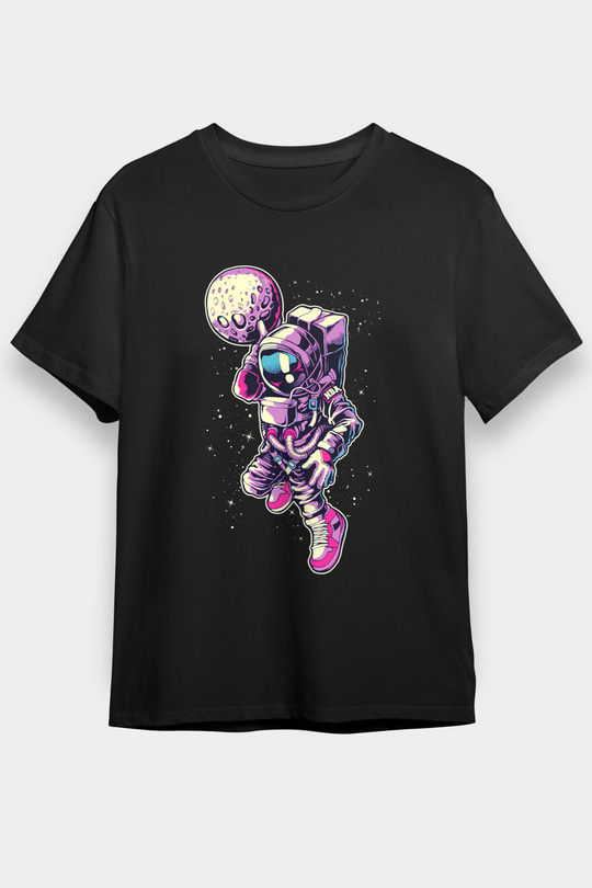 Astronot Siyah Unisex Tişört T-Shirt - TişörtFabrikası