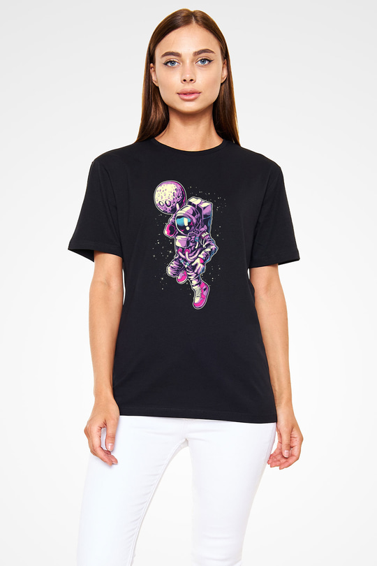 Astronot Siyah Unisex Tişört T-Shirt - TişörtFabrikası