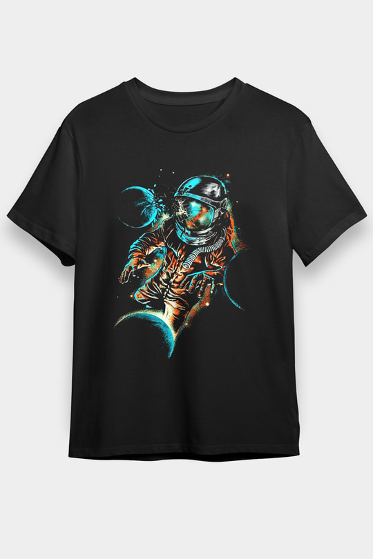 Astronot Siyah Unisex Tişört T-Shirt - TişörtFabrikası
