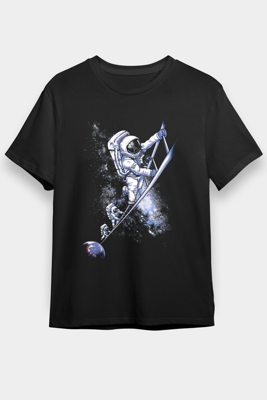 Astronot Siyah Unisex Tişört T-Shirt - TişörtFabrikası
