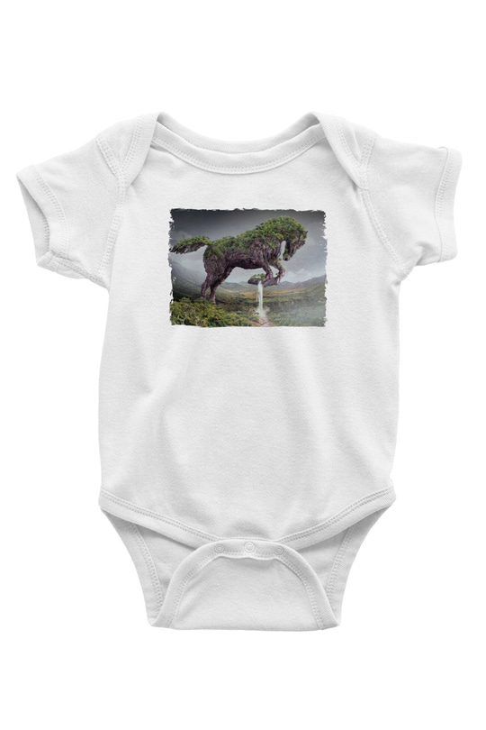 At BaskılıBeyaz  Bebek Body - Zıbın