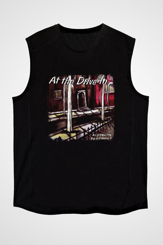 At the Drive-In Baskılı Unisex Siyah Kolsuz Tişört