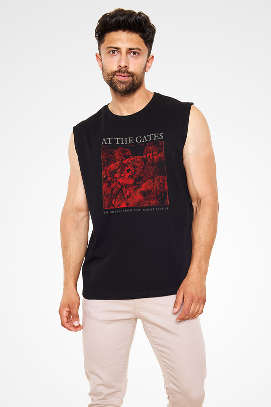 At The Gates Baskılı Unisex Siyah Kolsuz Tişört