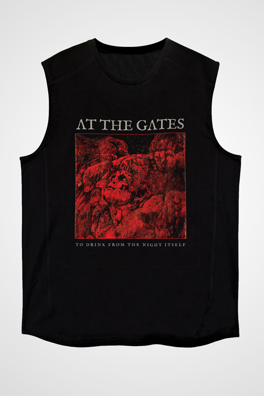 At The Gates Baskılı Unisex Siyah Kolsuz Tişört