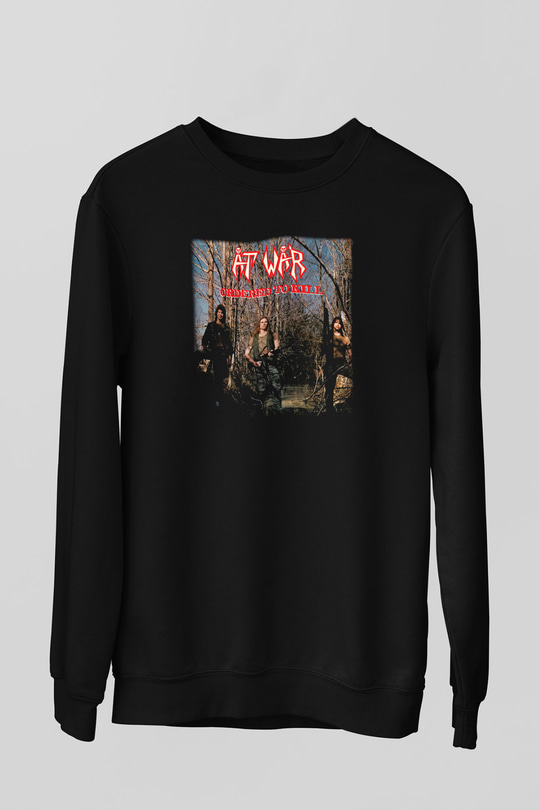 At War Siyah Unisex Sweatshirt