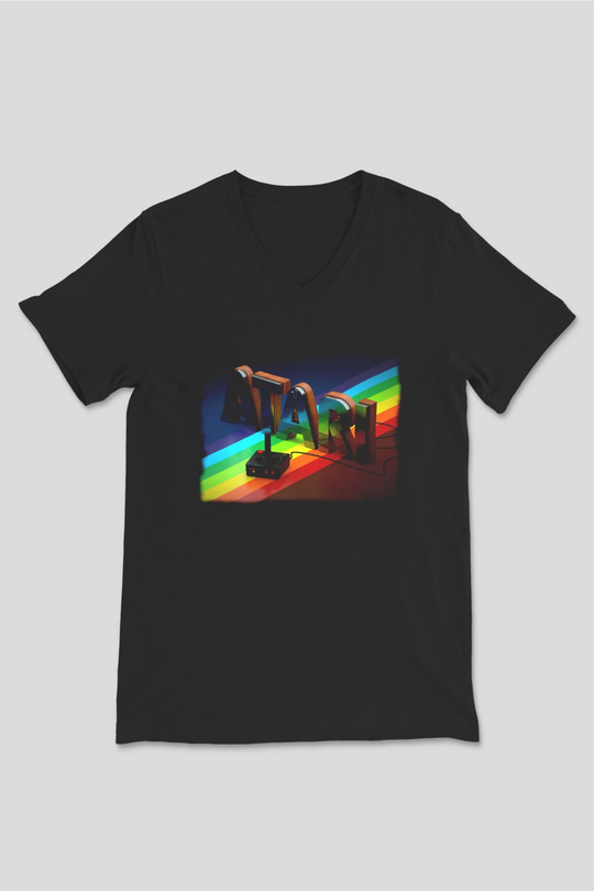Atari Siyah Unisex  V Yaka Tişört