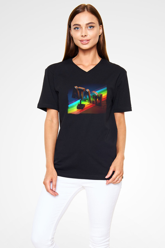 Atari Siyah Unisex  V Yaka Tişört