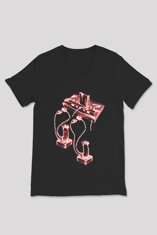 Atari Siyah Unisex  V Yaka Tişört