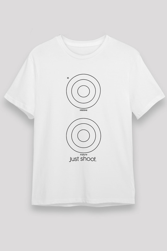Atıcılık Baskılı Unisex Beyaz Tişört - Tshirt