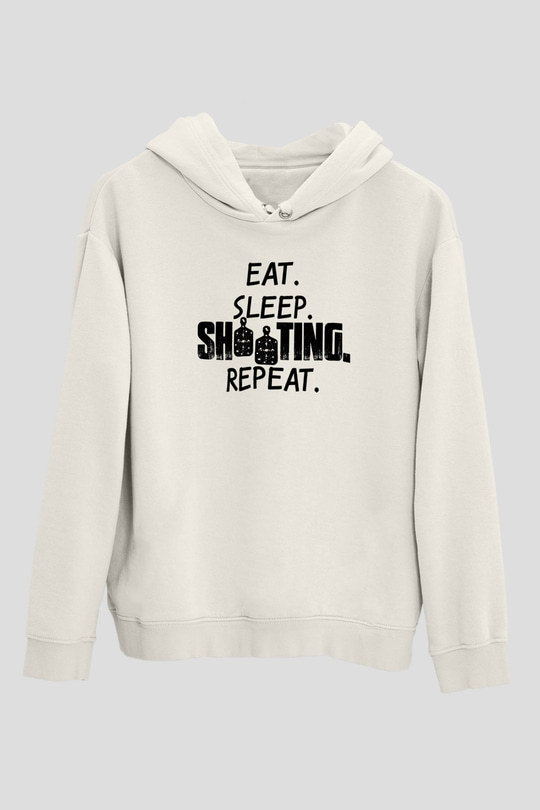 Atıcılık Baskılı Unisex Ekru Hoodie