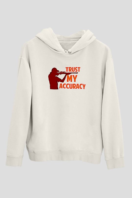 Atıcılık Baskılı Unisex Ekru Hoodie