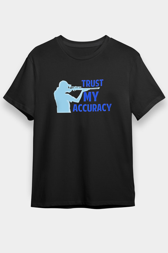 Atıcılık - Shooting Baskılı Unisex Siyah Tişört - Tshirt