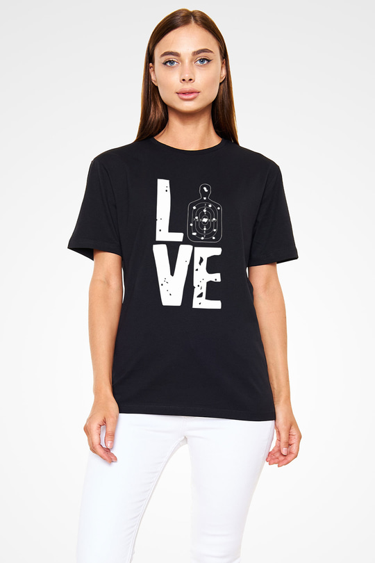 Atıcılık - Shooting Baskılı Unisex Siyah Tişört - Tshirt