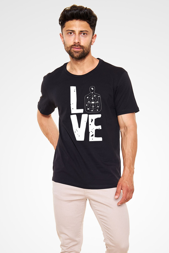 Atıcılık - Shooting Baskılı Unisex Siyah Tişört - Tshirt