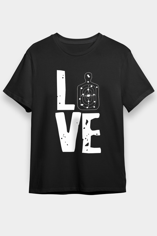Atıcılık - Shooting Baskılı Unisex Siyah Tişört - Tshirt