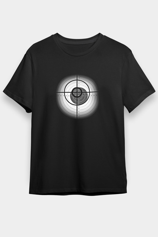 Atıcılık - Shooting Baskılı Unisex Siyah Tişört - Tshirt