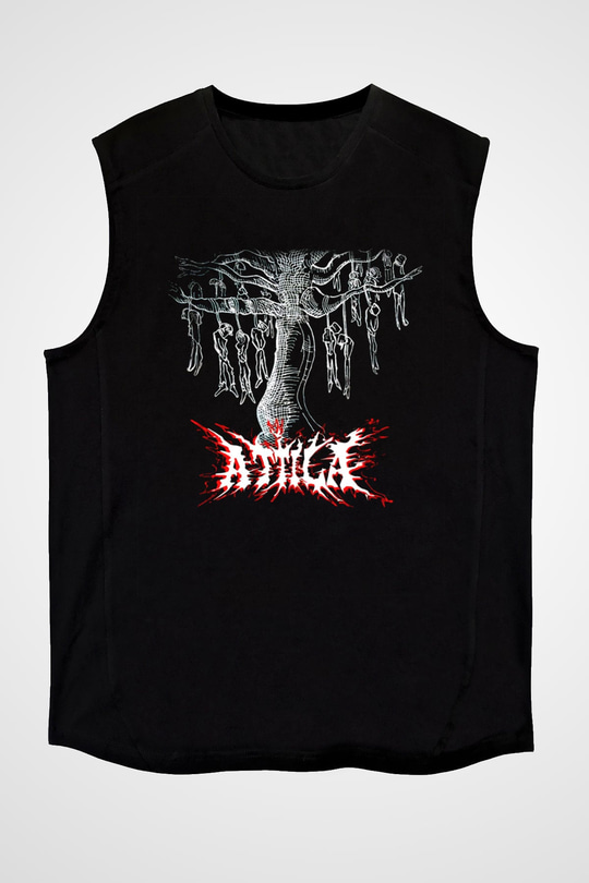 Atilla Siyah Unisex Kolsuz Tişört