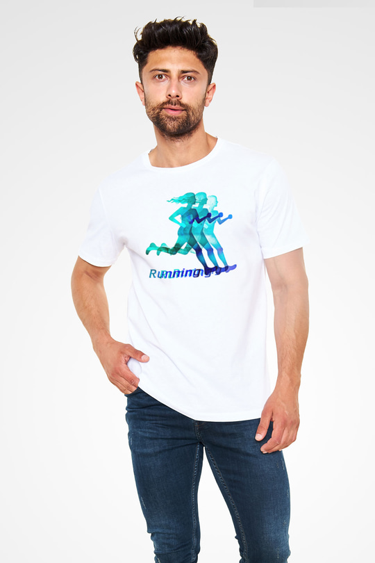 Atletizm Baskılı Unisex Beyaz Tişört - Tshirt
