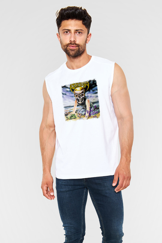 Atrophy Baskılı Unisex Beyaz Kolsuz Tişört